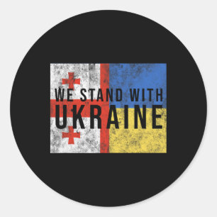 Georgian-ukrainian Flag Flag - Friendly Countries Classic Round Sticker