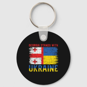 Georgian-ukrainian Flag Flag - Friendly Countries  Keychain