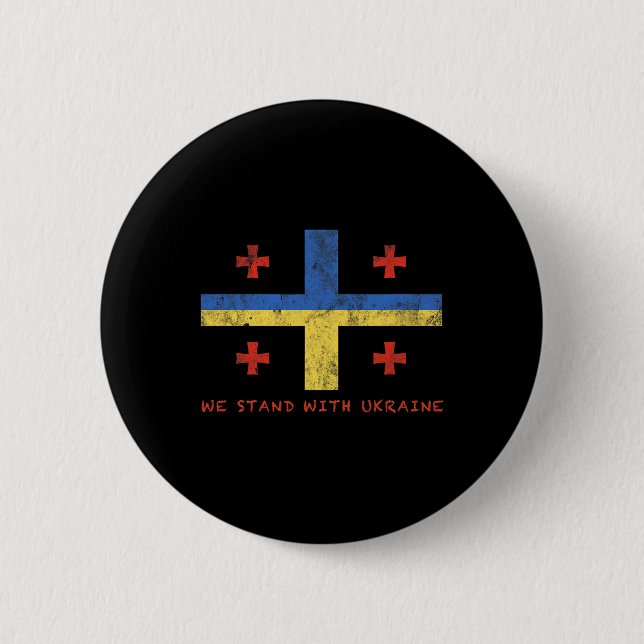 Georgian-ukrainian Flag - Friendly Countries  2 Inch Round Button (Front)