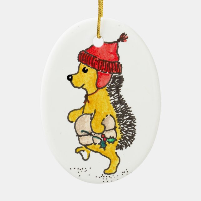 Georgie Hedgehog Ceramic Ornament (Front)