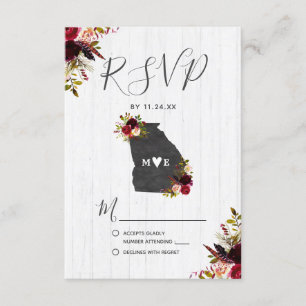 Géorgie State Destination Mariage rustique RSVP