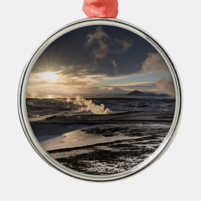 Geothermal Winter Landscape Metal Ornament (Front)