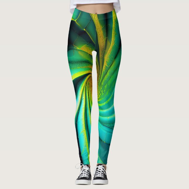 "GeoVibe : Leggings Fusion Vert & Jaune" (Devant)