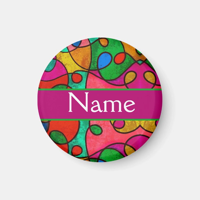 Gepersonaliseerde kleuren patroon met je naam magnet (Front)