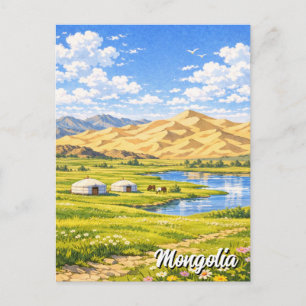 Ger Camp Mongolia Yurt Travel Postcard