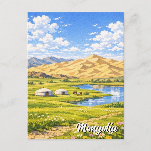 Ger Camp Mongolia Yurt Travel Postcard (Front)