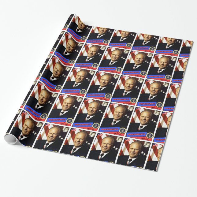Gerald Ford Baseball Card Wrapping Paper (Unrolled)