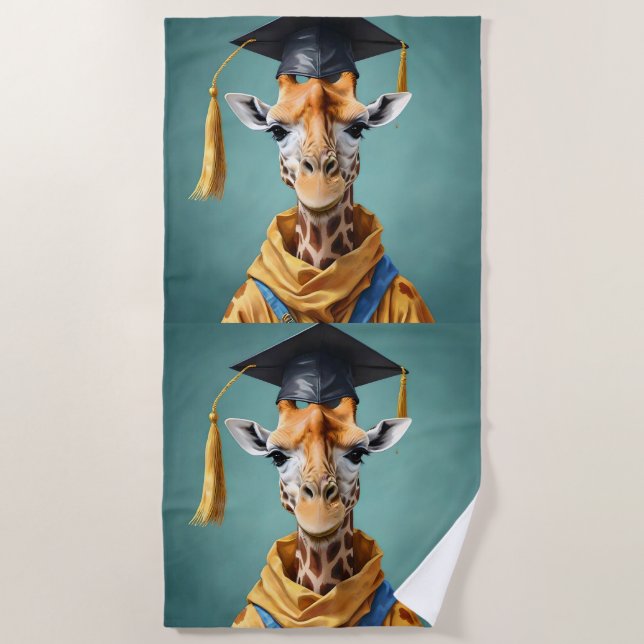 Gerald The Giraffe Graduates,  Beach Towel (Front)