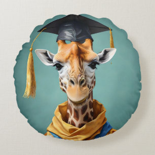 Gerald The Giraffe Graduates,  Round Pillow