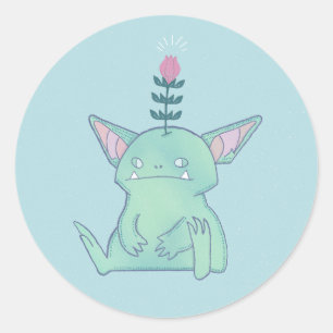 Gerald the Goblin   Cute Grumpy Fantasy Creature  Classic Round Sticker