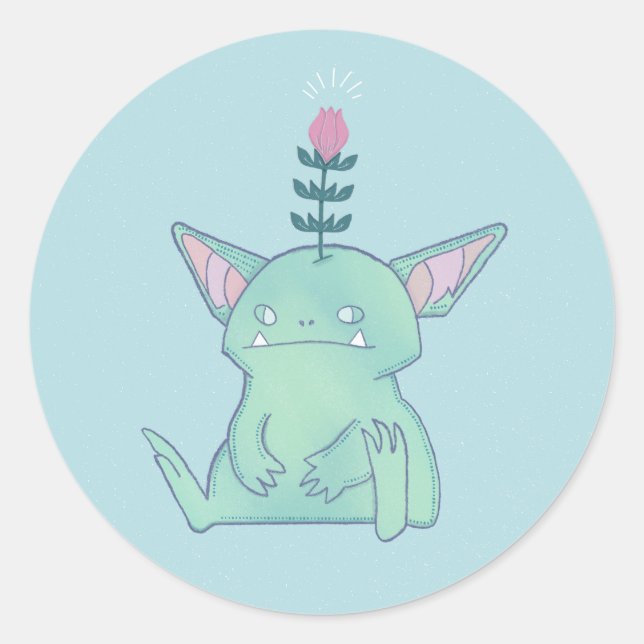 Gerald the Goblin | Cute Grumpy Fantasy Creature  Classic Round Sticker (Front)