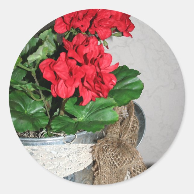 Geranium Bouquet Classic Round Sticker (Front)
