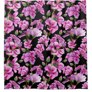 Geranium branches, watercolor pink buds.