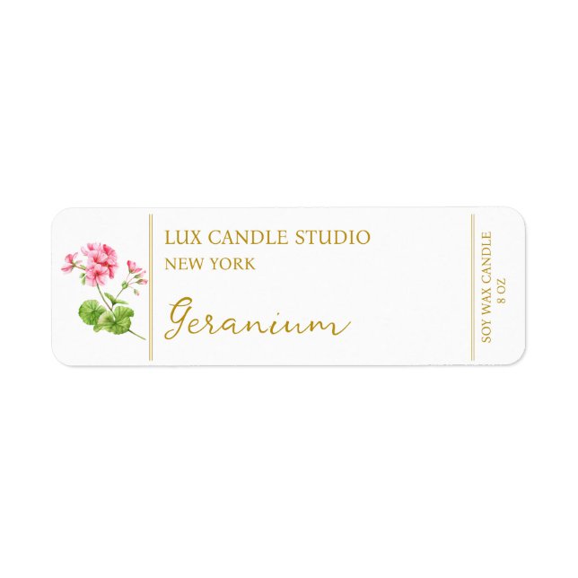 Geranium Candle Label (Front)