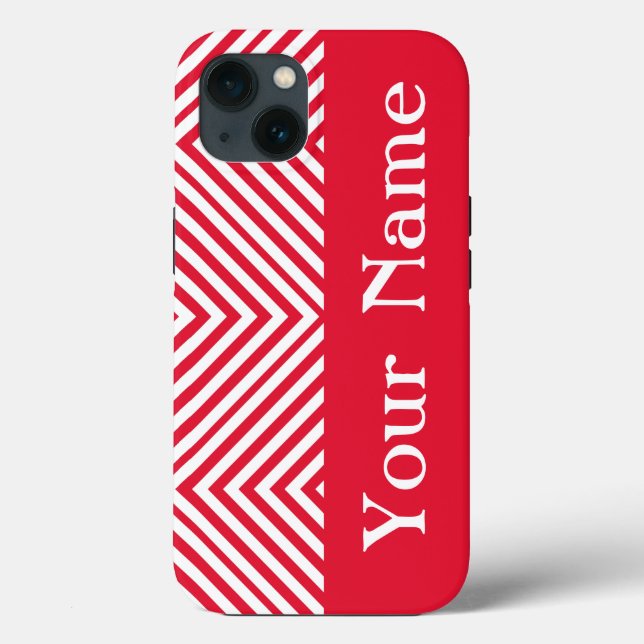 Geranium Diamond Chevron with name @ Emporiomoffa Case-Mate iPhone Case (Back)