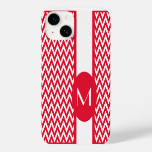 Geranium Elegant Chevron Design with monogram Case-Mate iPhone 14 Case