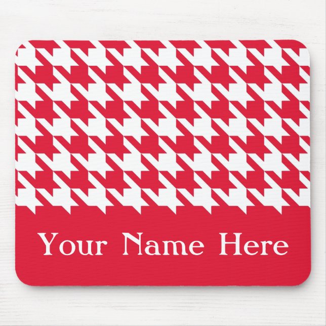 Geranium Elegant Houndstooth with custom name Mouse Pad (Front)