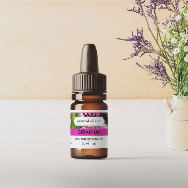 Geranium Essential Huiles Étiquette de la bouteill (Créateur téléchargé)