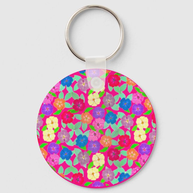 Geranium Flowers Key Ring (Front)
