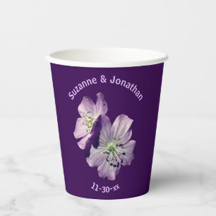 Geranium Flowers Personalized Wedding Bridal Paper Cups