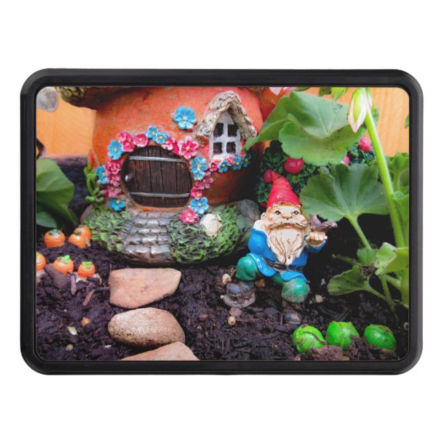 Geranium Gnome 01 Trailer Hitch Cover (Front)