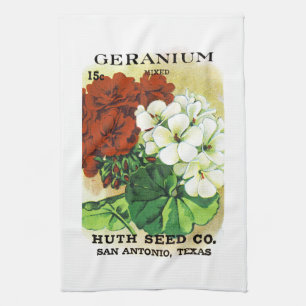 Geranium Seed Packet Label Kitchen Towel