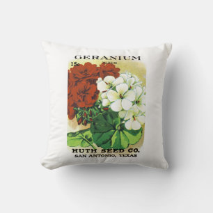 Geranium Seed Packet Label Throw Pillow