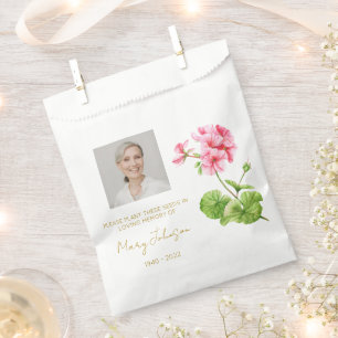 Geranium Simple Photo Funeral Seed Favour Bag