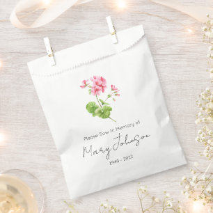 Geranium Simple Seed packet Funeral Favour Bag
