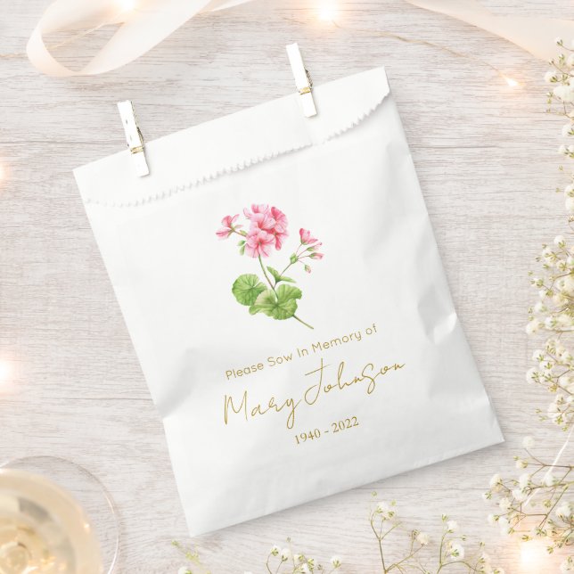 Geranium | Simple Seed packet Funeral  Favour Bag (Clipped)