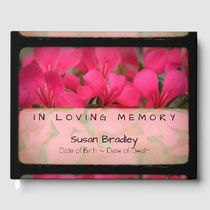 Geranium Vintage Memorial Guest Book