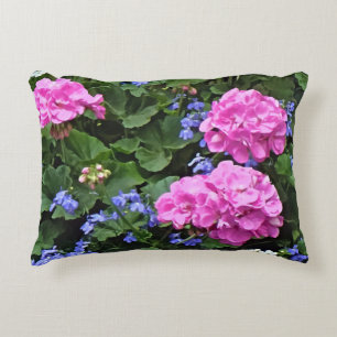 Geraniums and Periwinkle Accent Pillow