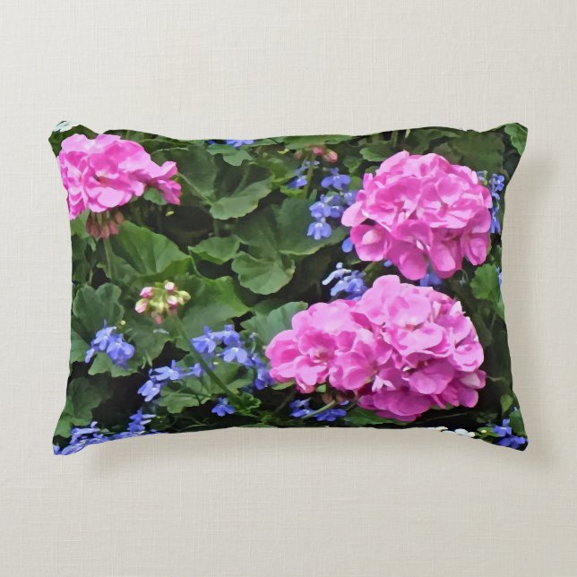 Geraniums and Periwinkle Accent Pillow (Front)