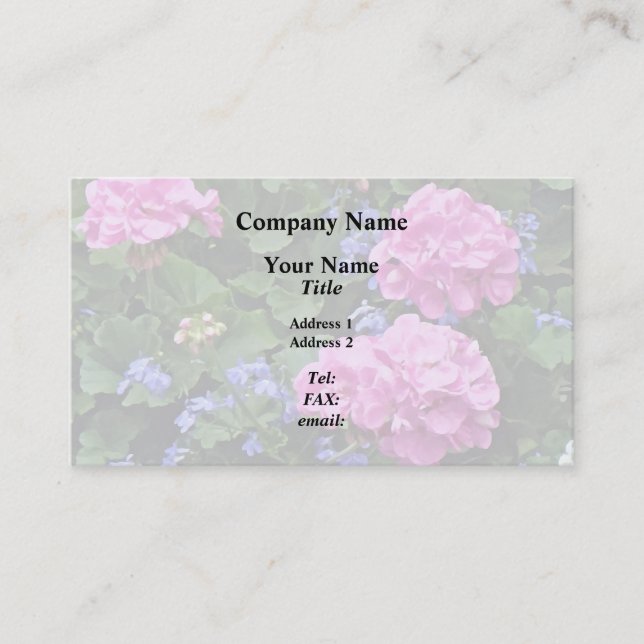 Geraniums and Periwinkle Business Card (Front)