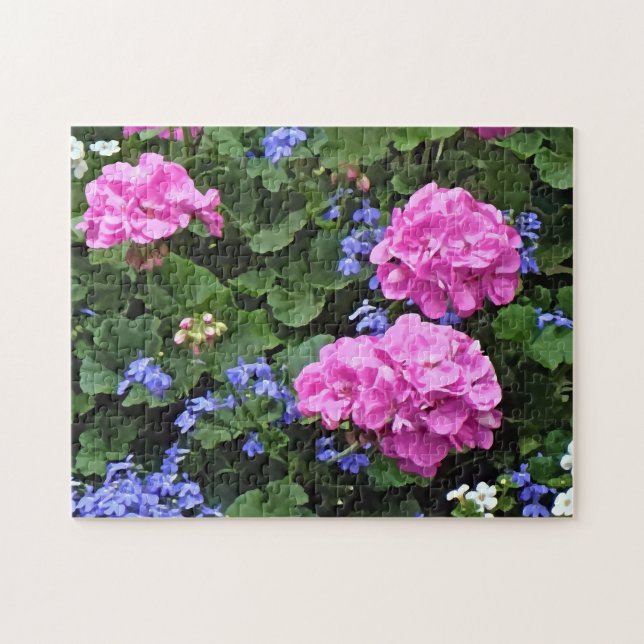 Geraniums and Periwinkle Jigsaw Puzzle (Horizontal)