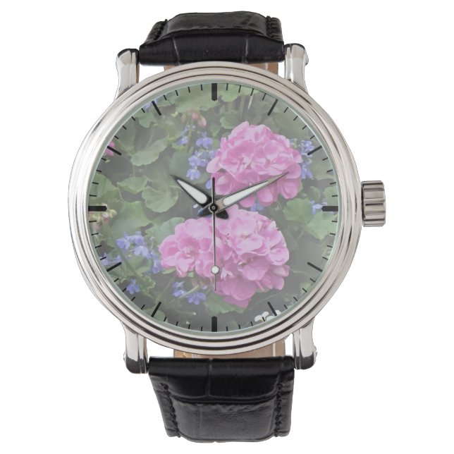 Geraniums and Periwinkle Watch (Front)
