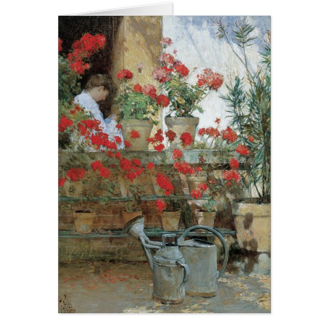 Geraniums by Childe Hassam, Vintage Impressionism (Front)