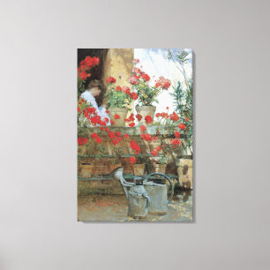 Geraniums by Childe Hassam, Vintage Impressionism Canvas Print