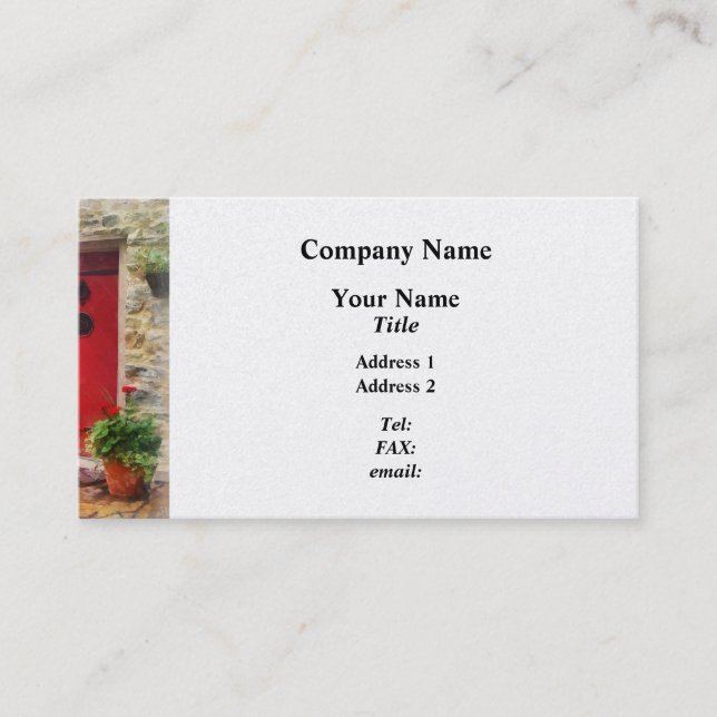 Geraniums by Red Door Business Card (Front)