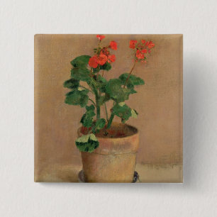 Geraniums in a Pot, c.1905 (oil on canvas) 2 Inch Square Button