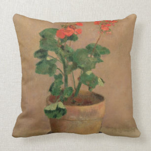 Geraniums in a Pot, c.1905 (oil on canvas) Throw Pillow