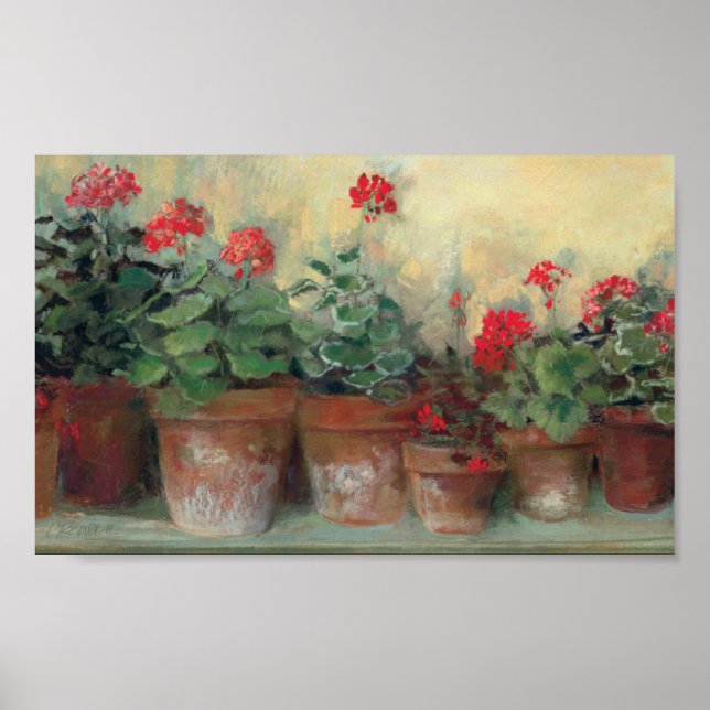 Geraniums in Pots Poster (Front)