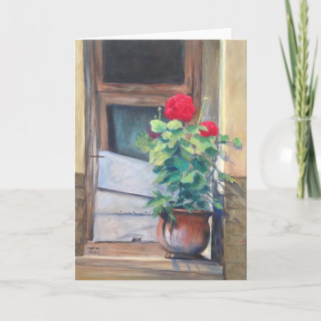 "Geraniums on the Steps" Card (Front)