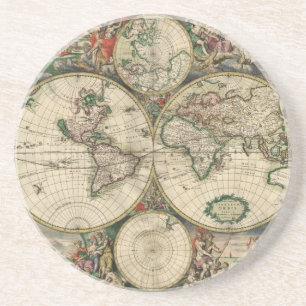Gerard Van Schagen's Map of the World, 1689 Coaster