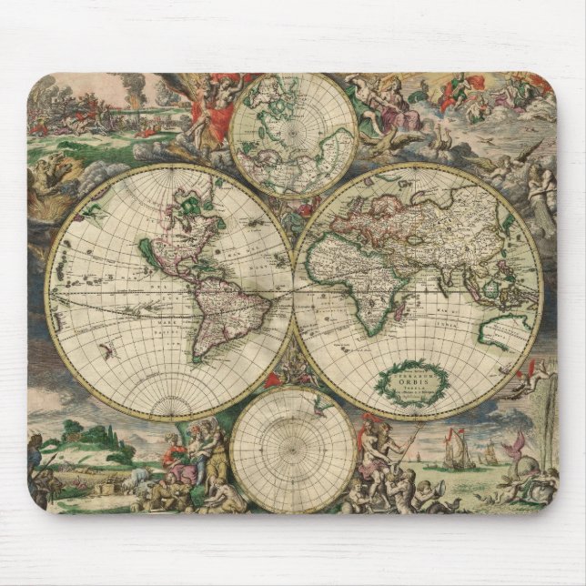 Gerard Van Schagen's Map of the World, 1689 Mouse Pad (Front)