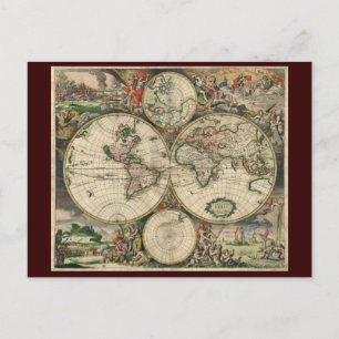 Gerard Van Schagen's Map of the World, 1689 Postcard