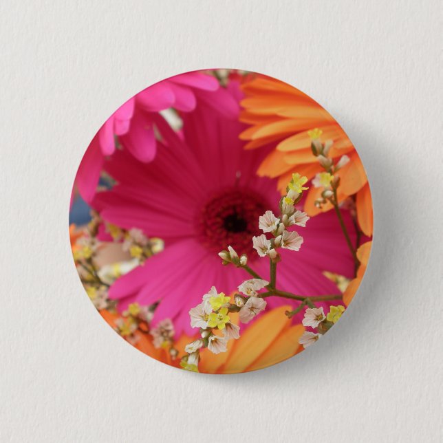 Gerber Daisy 2 Inch Round Button (Front)