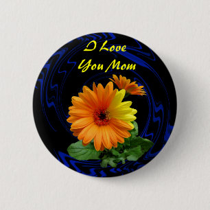 GERBER DAISY-BUTTON 2 INCH ROUND BUTTON
