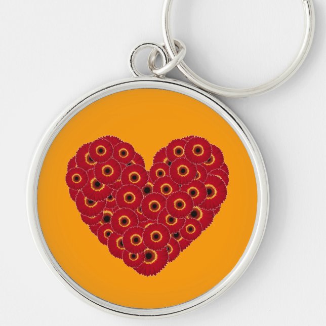 Gerber Daisy Heart Keychain (Front)
