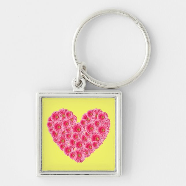 Gerber Daisy Heart Keychain (Front)